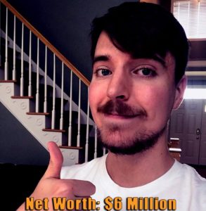 Image of American Youtuber, MrBeast net worth is $6 million