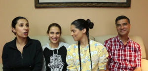Image of Lilly Singh with her parents and sister Tina