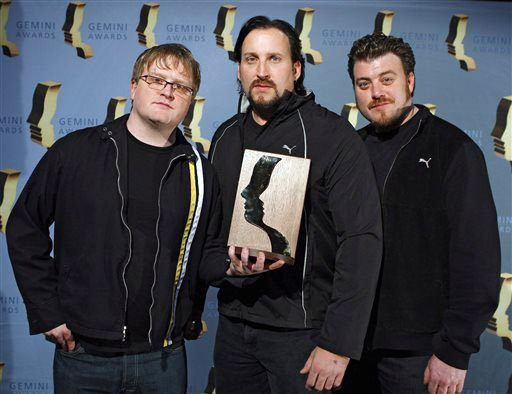 Photo of John Paul Tremblay and his co-star, Mike Smith and Robb Wells.